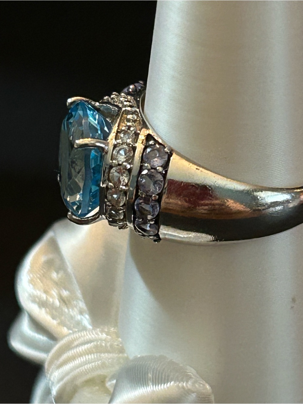 6.37CT Blue Topaz & .58CT Tanzanite w/.42CT White Topaz 925 Sterling Silver Ring - Picture 11 of 15